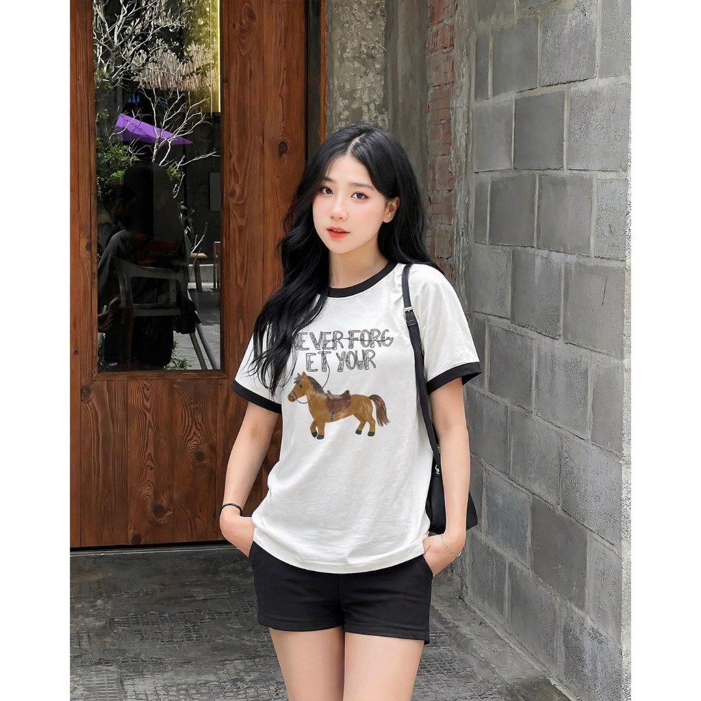 Vintage Never Forget Form Baby tee Ulzzang Black Border