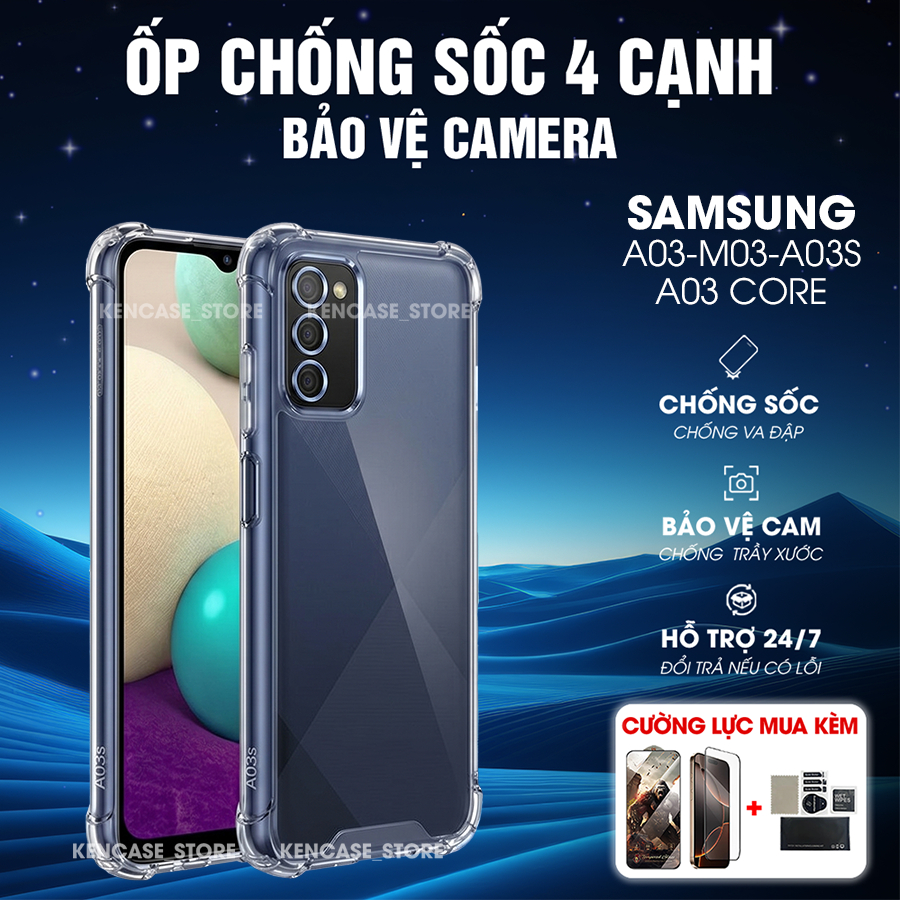 เคส Samsung A03 / M03 / A03S / A03 Core กันกระแทก 4 ด้าน ยืดหยุ่น ป้องกันกล้อง วัสดุซิลิคอน | KENCAS