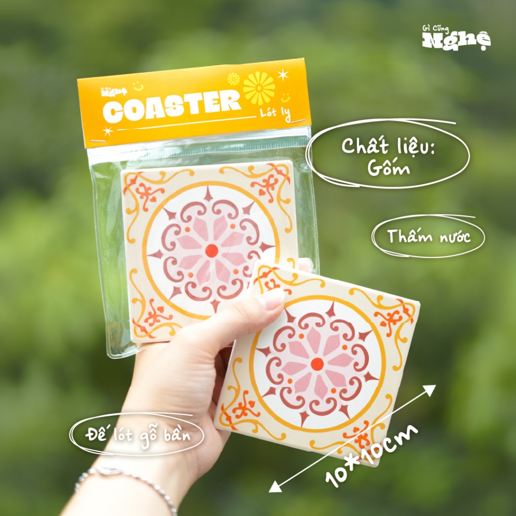 แผ่นรองถ้วยเซรามิกกันน้ํา | FLOWER BRICKS - ของขวัญที่รองแก้ว พวงกุญแจข้อความเล็ก - งานศิลปะศิลปะทุก