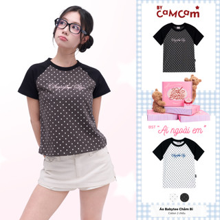 [AI NGOÀI EM] Áo Babytee Phối Hoạ Tiết Chấm Bi Áo tay Raglan Nữ Tính Trendy Bycamcam ABN492