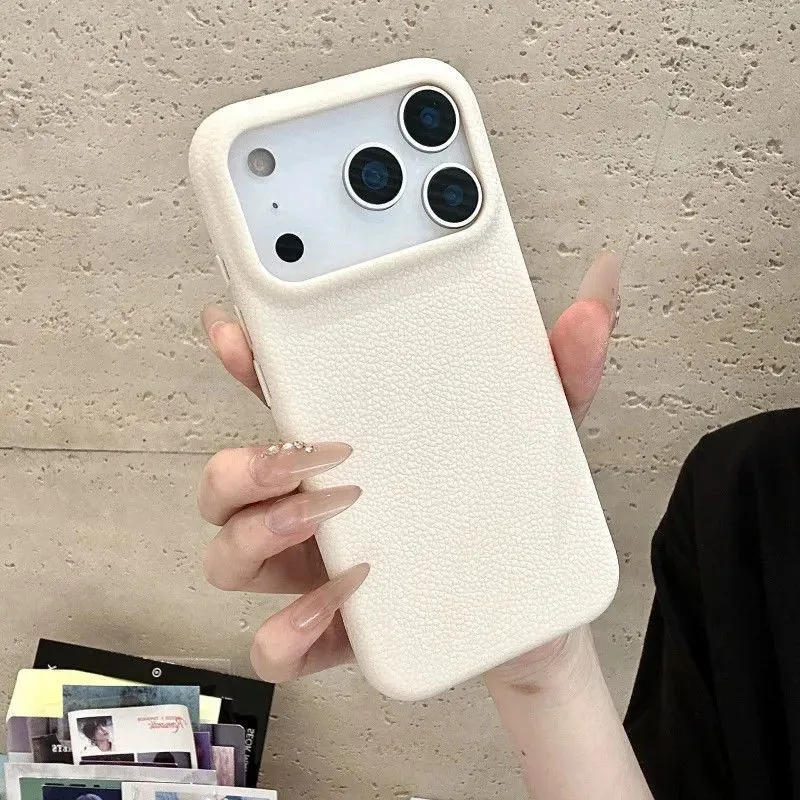 เคสโทรศัพท์สีเดียวทําจากหนังเทียมรูใหญ่เหมาะสําหรับ 17 Promax/16 Plus/15 Plus/14 Plus/13P.