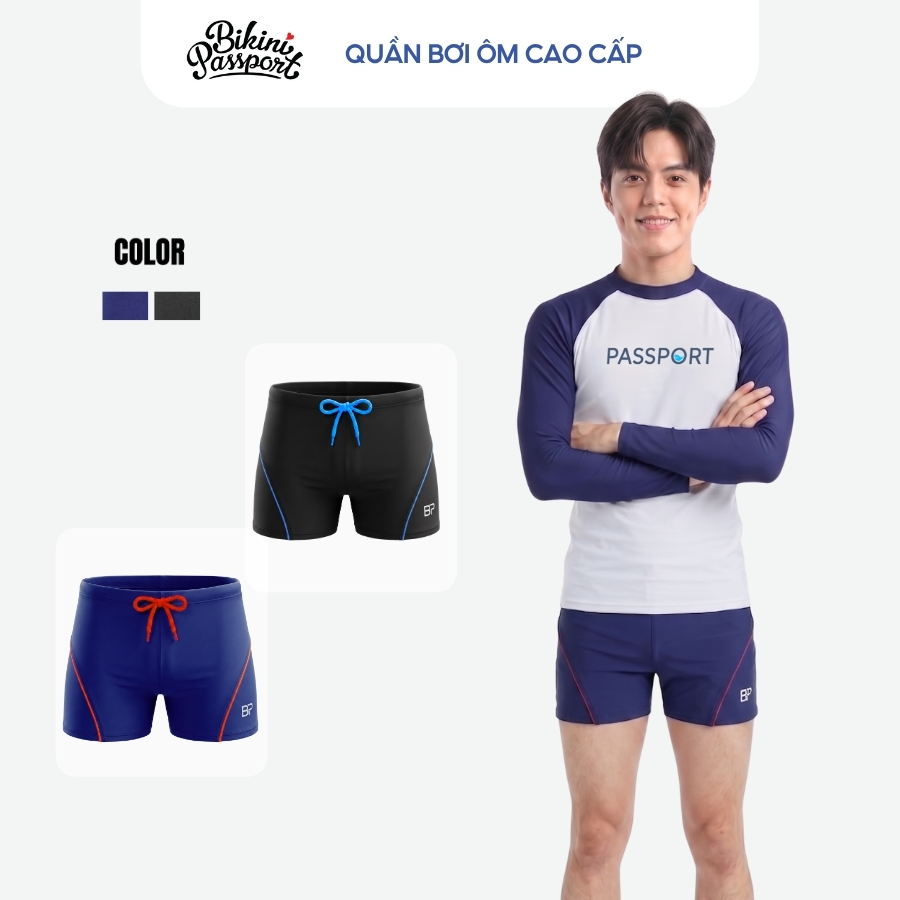 กางเกงว่ายน้ําชายทรงชายหาดทรงบ็อกเซอร์ - Passport Bikini - BSV007_NV