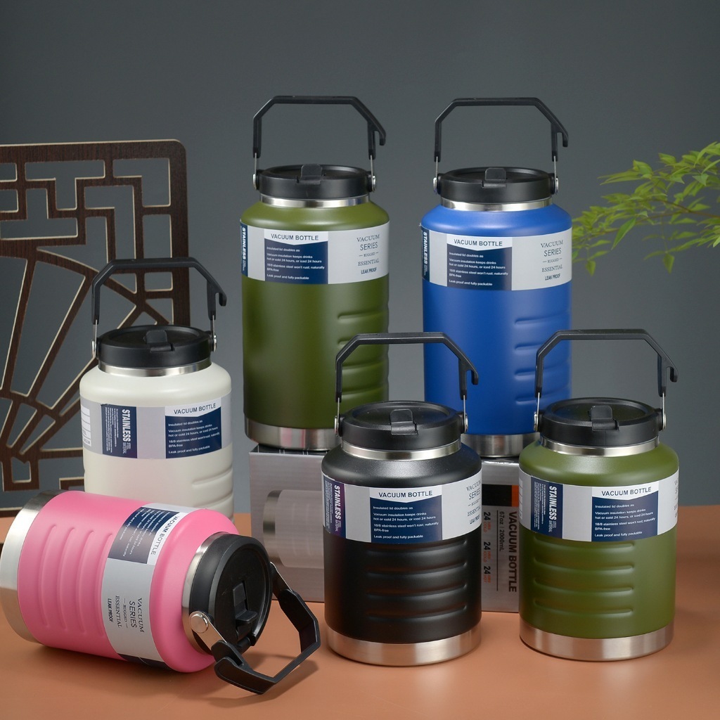 BOTTLE THERMALT WATER BOTTLE (WITH STRAW) ขนาดใหญ่ CAPACITY 2500/2000/1500ML WIDE MOUTH KEEPS ที่ดีม