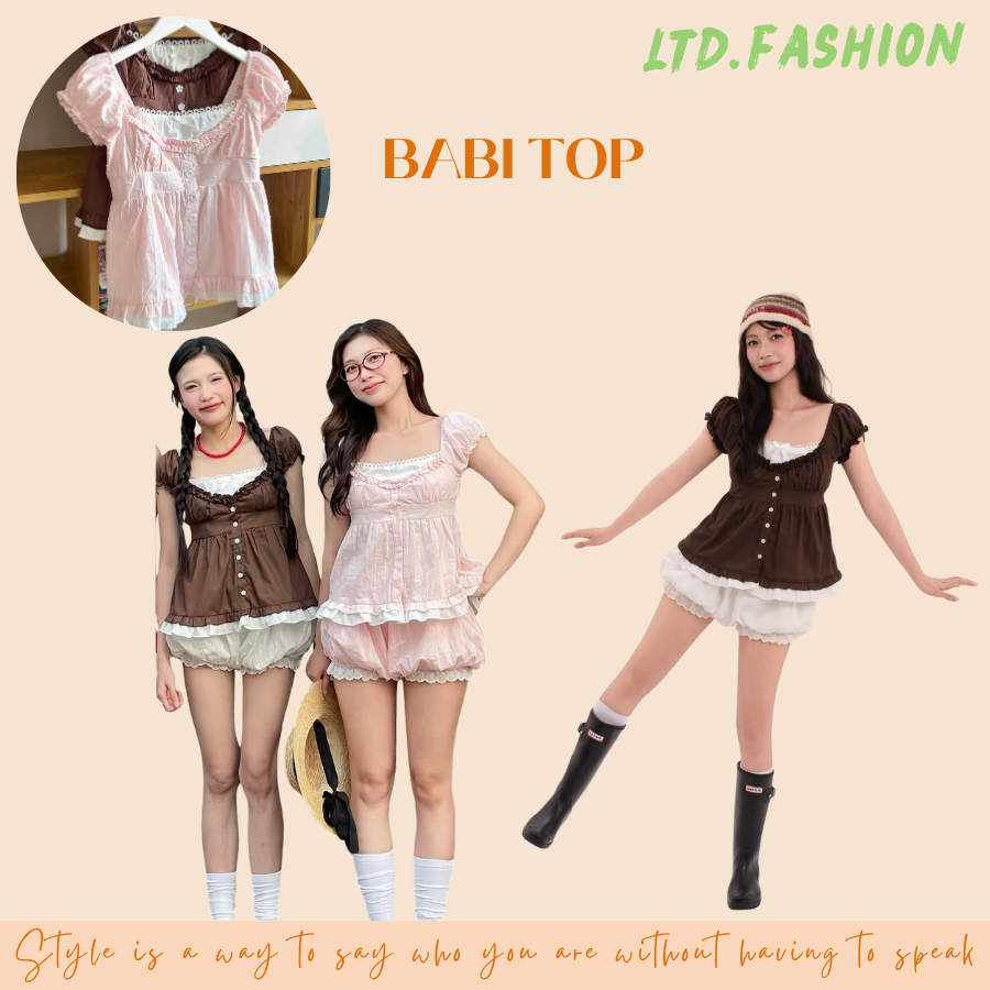 BABI TOP - เสื้อเชิ้ตเด็กคอยูแขนพัฟ BEAUTIFUL - LTD.FASHION