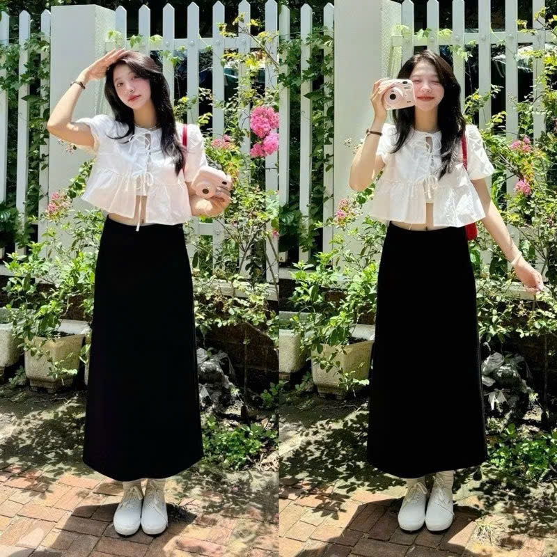 Umi Long Midi Skirt, Soft Curped, Elegant, Easy-to-Coat Korean High-Quality Kenco M888
