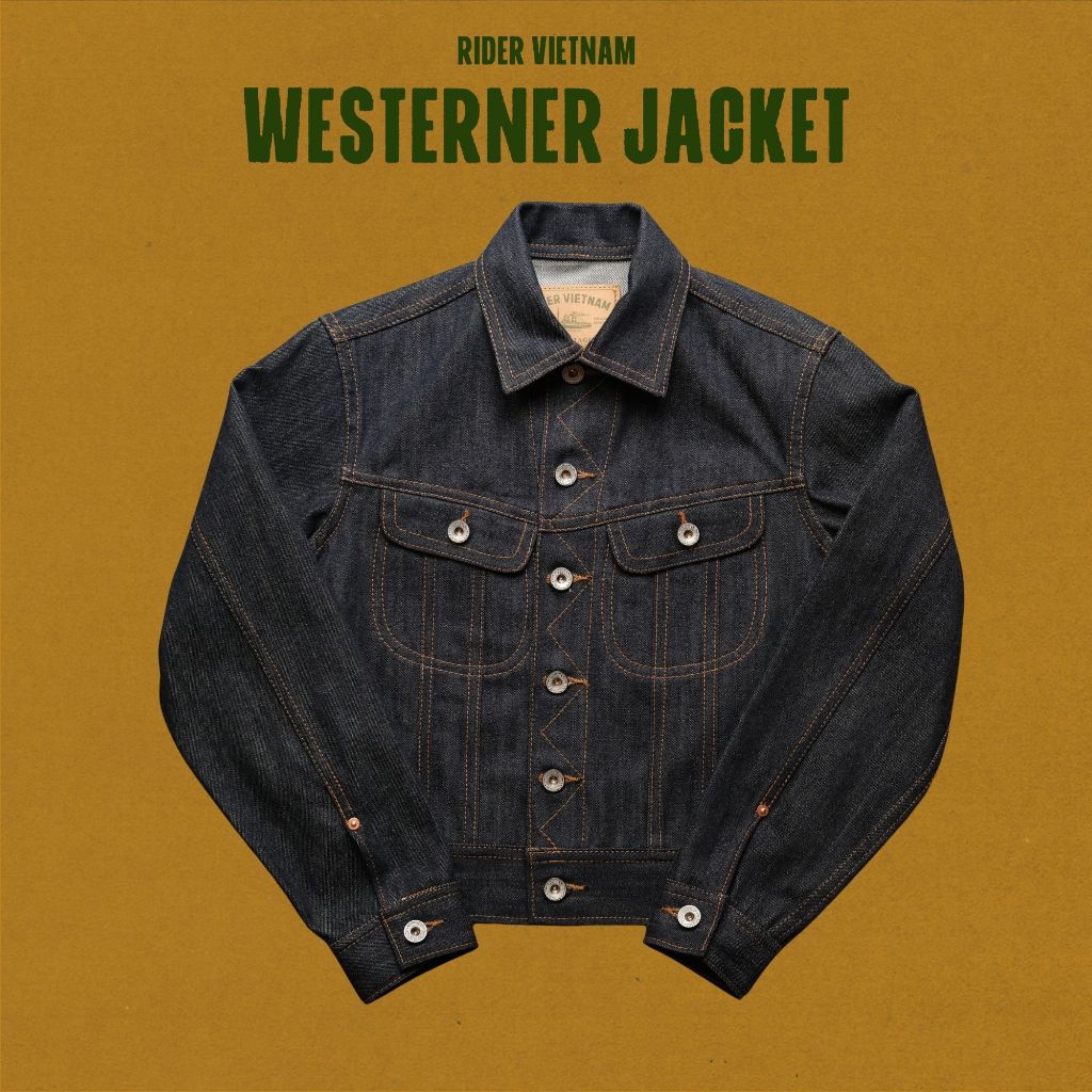 Westerner Jacket Mens Cropped Denim/Jeans Jacket 13Oz Raw Selvedge Denim - RIDER VIETAM