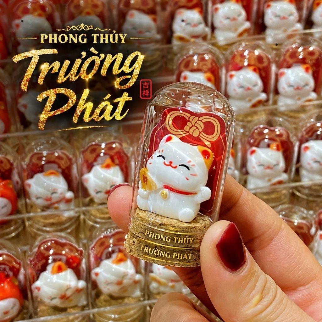 [EXCELLENT] MINI GOD OF WEALTH CAT TRACTURED - CHIEU TAI TAI LOC (Maneki Neko สําหรับโต๊ะ)