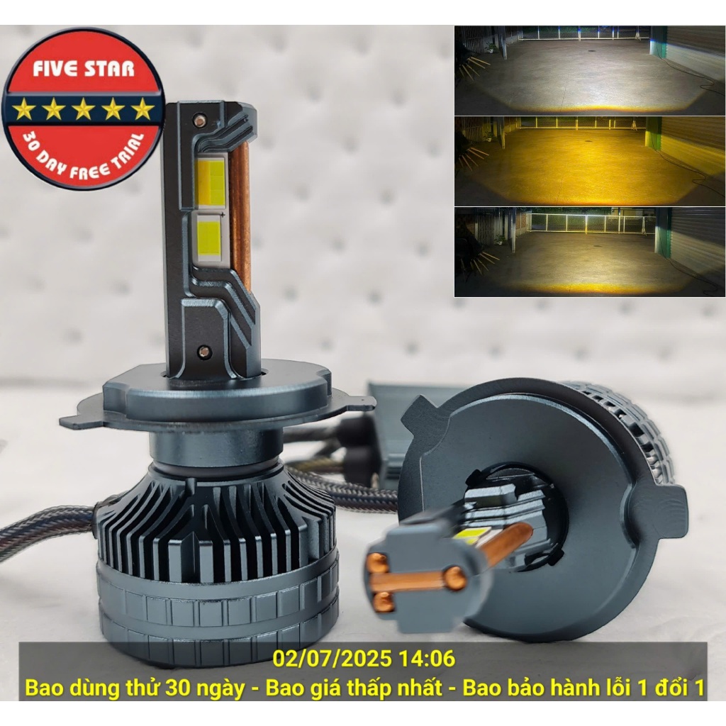 [FIVE STAR F89] 70W 3 สี LED ไฟหน้าสําหรับรถยนต์และรถจักรยานยนต์ 12V 24V - CSP8050 ชิป 3 หลอดทองแดงส