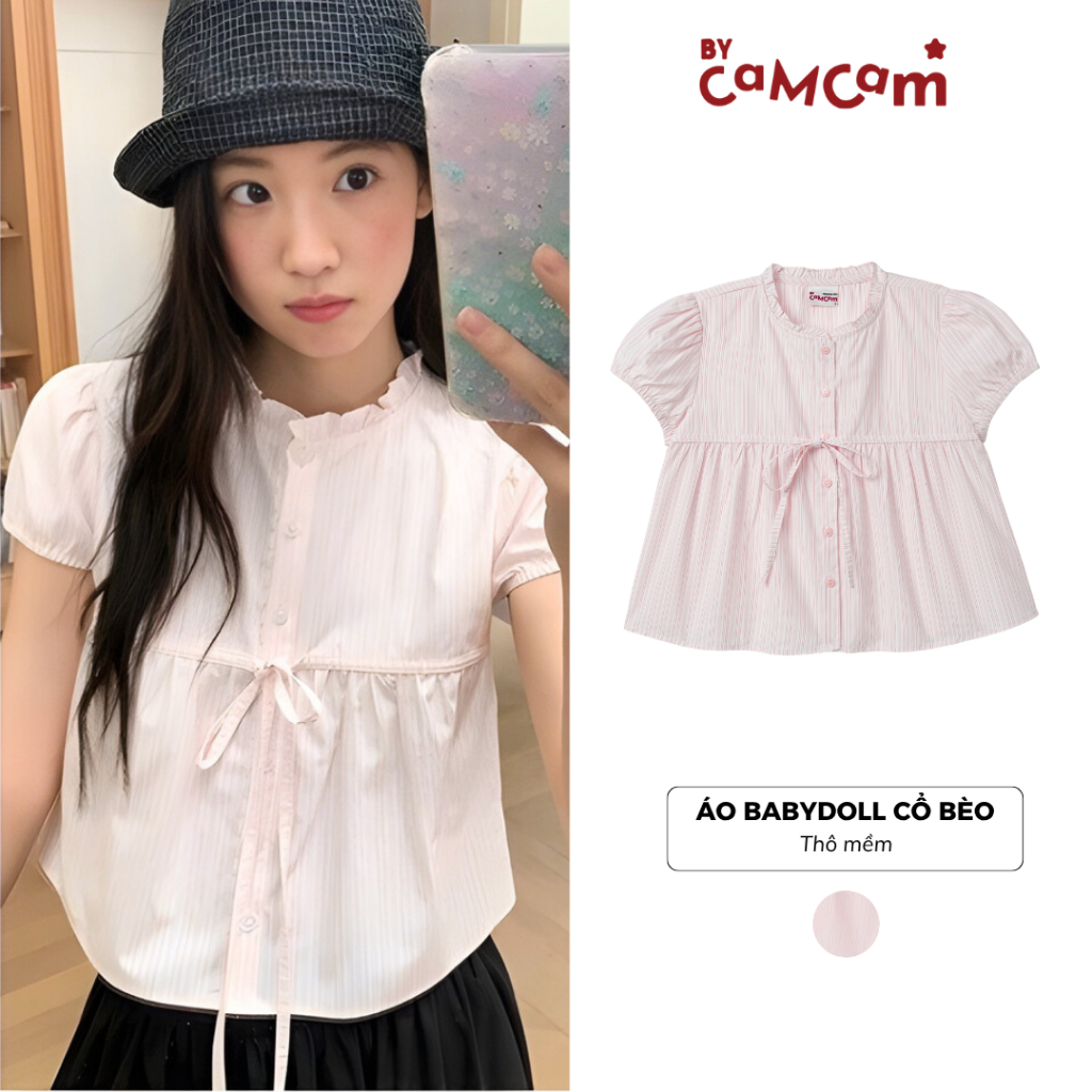 Babydoll เสื้อคอระบายสั้น Bycamcam Feminine Bow Tie AKN029