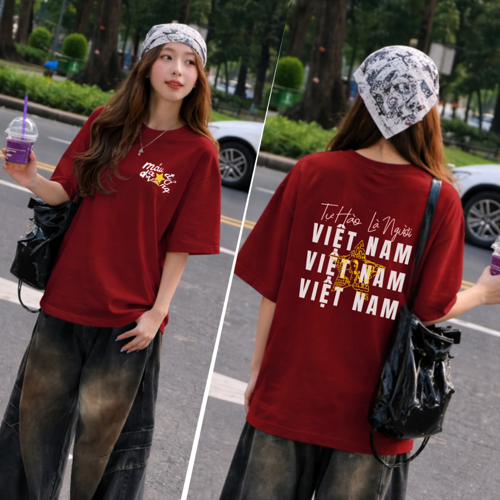 เสื้อยืด Unisex สําหรับผู้ชายและผู้หญิงพิมพ์ลาย VIETAM ผ้าคอตตอน 100% LOZA UX30 - US8550