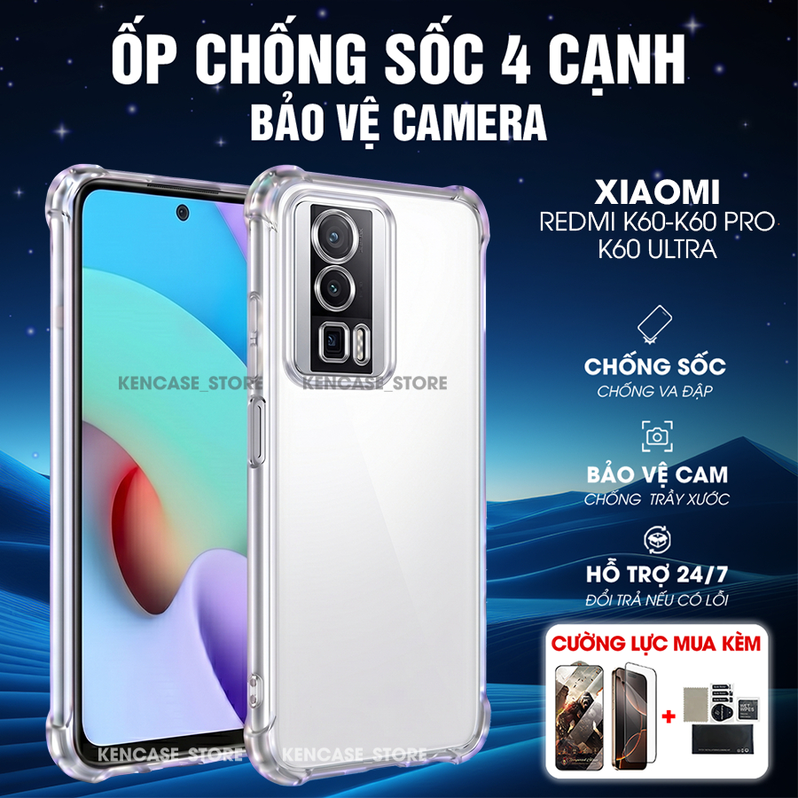 Redmi K60 / K60 Pro / K60 เคสยืดหยุ่นพิเศษพร้อมกันกระแทก 4 ด้าน ป้องกันกล้อง วัสดุซิลิโคน | KENCASE