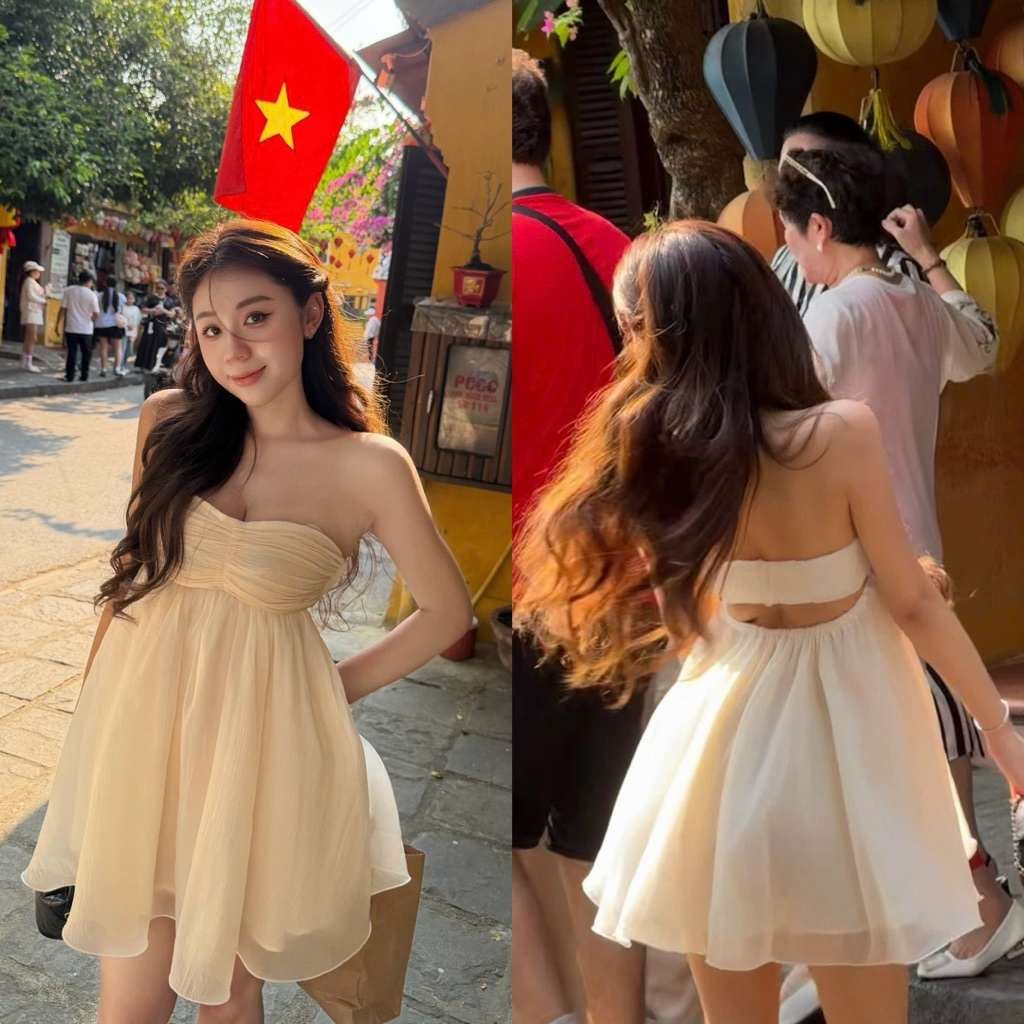 ชุดเดรสเบบี้ดอลล์ผ้าไหมเนื้อนุ่ม Linh Chi Pham