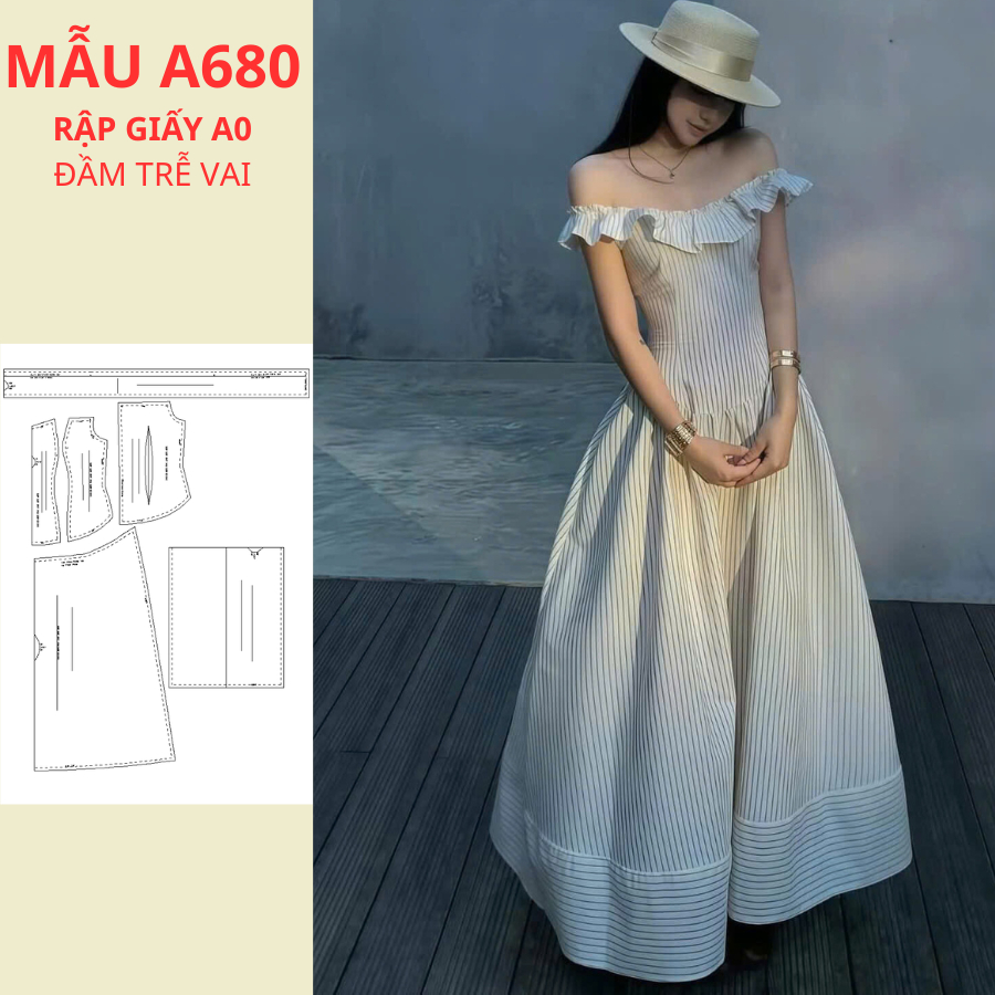 แผ่นกระดาษ A0-OFF SHOULDER DRESS-A680