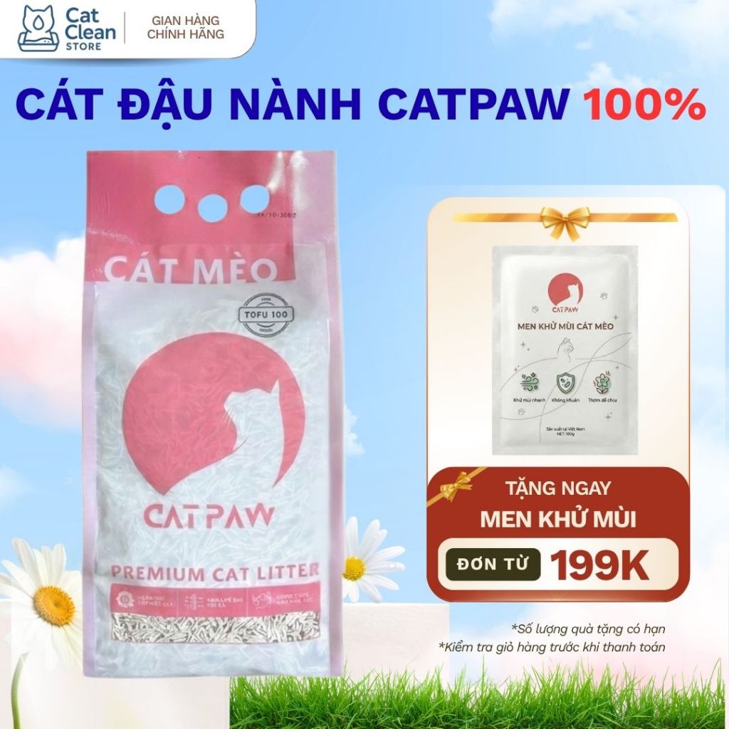 [CATCLEAN] CatPaw Premium Soy Cat Cat Cat Clumping Good ดับกลิ่นที่มีประสิทธิภาพ ฝุ่นน้อย 2กก./6L