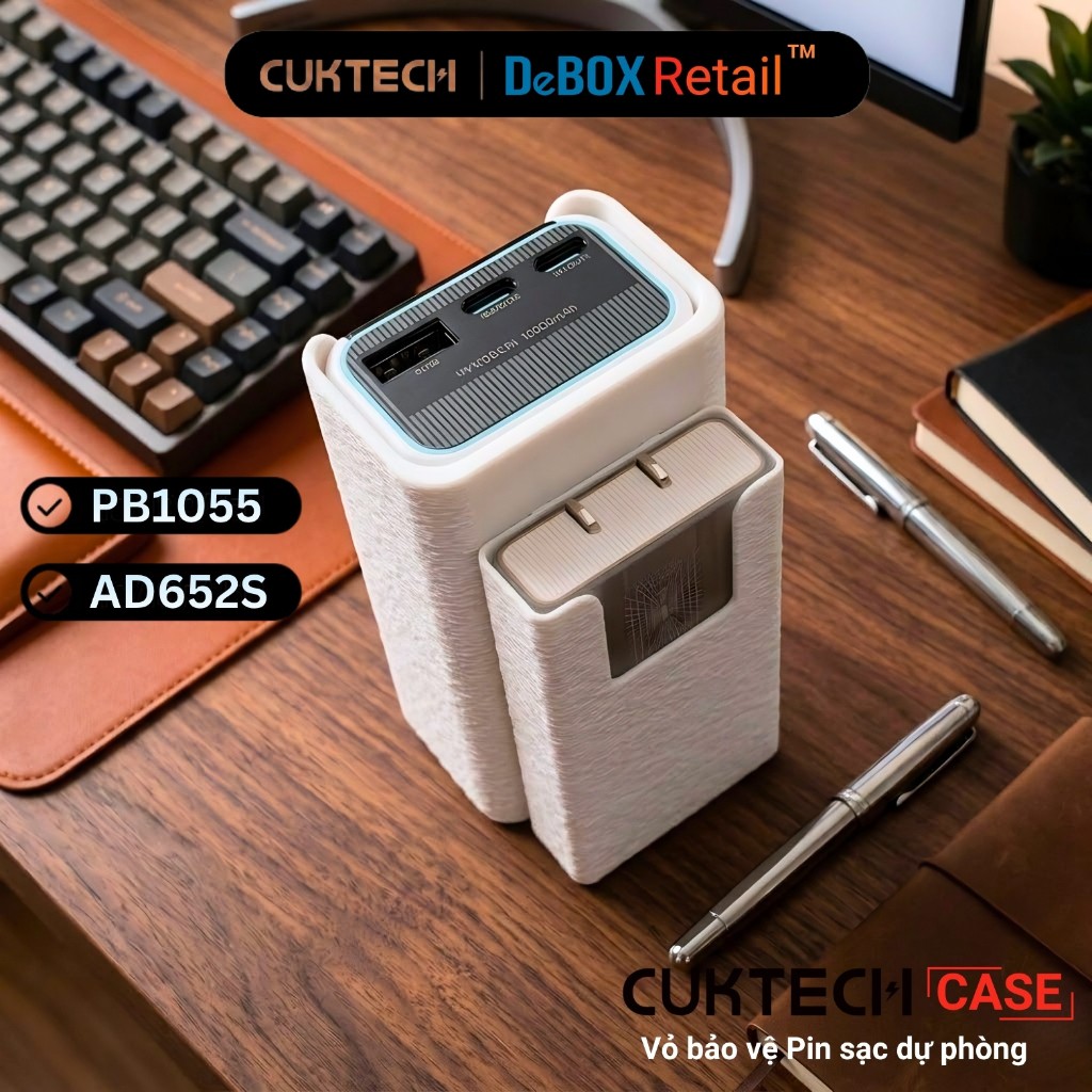 Cuktech 10 Mini Center Mount Protective Case [PB1055] และ AD652S 65W | ถอดออกได้ถอดออกได้ | วัสดุพลา