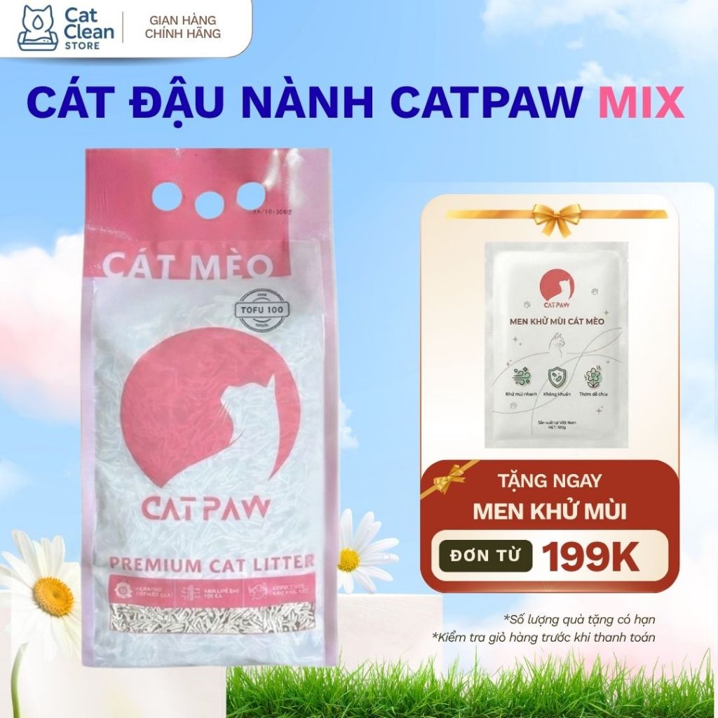 [CATCLEAN] CatPaw Soy Cat Cat Mix Clay 6L/2KG, Cat Litter ดับกลิ่นได้ดี, Clumps ได้อย่างรวดเร็ว