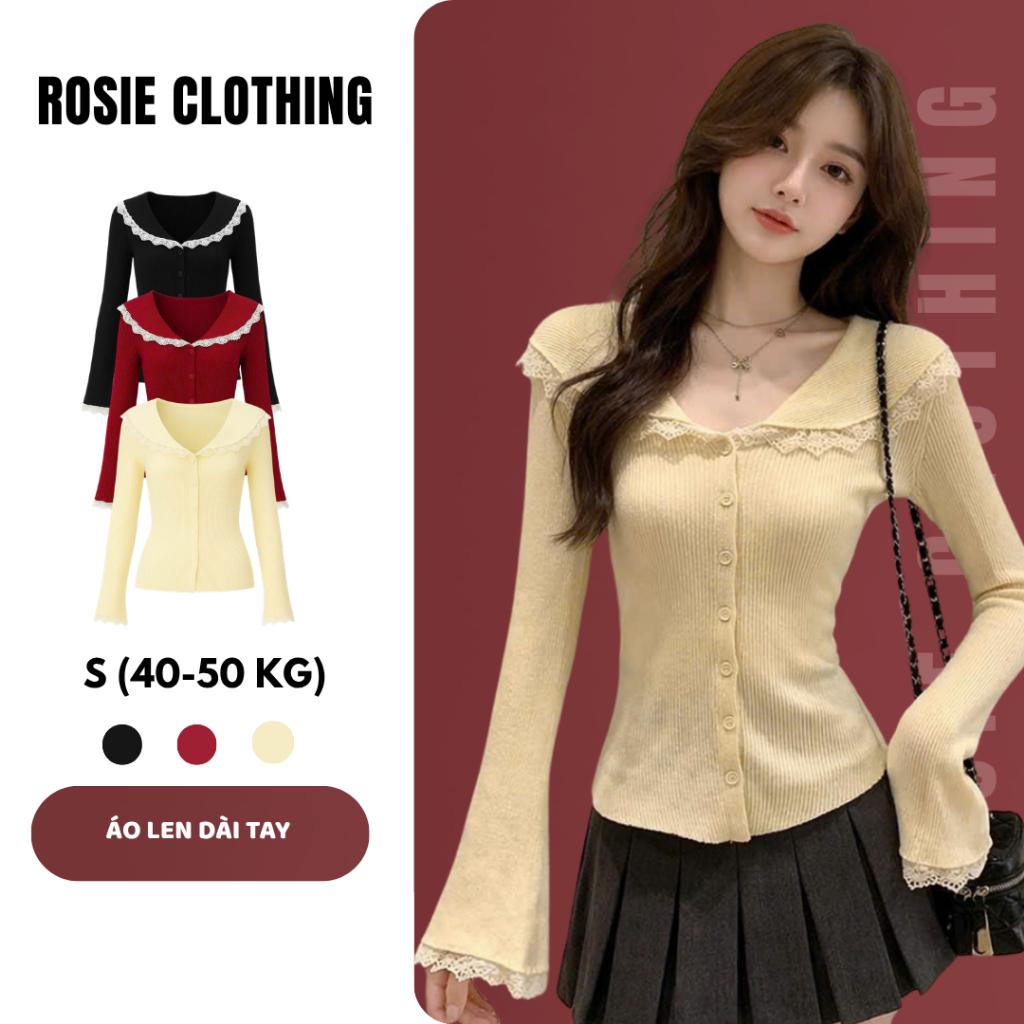 เสื้อเชิ้ตแขนยาวบานผู้หญิงผ้าขนสัตว์ยืดหยุ่นคอปกเปิดลงผู้หญิงลูกไม้กระดุม WDT008