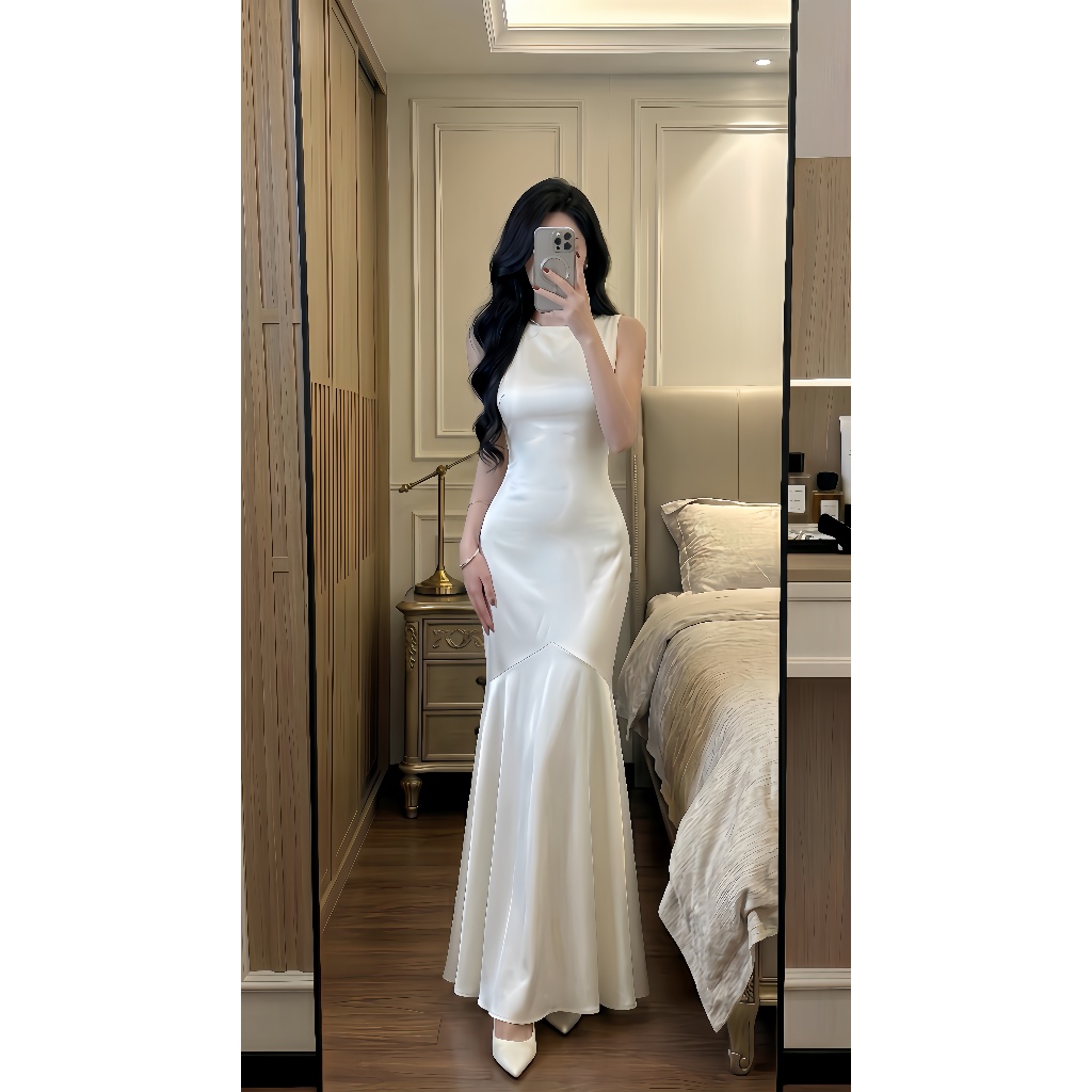 DP7 EXTREMELY LUXURY FISH TAIL BOAT NECK DRESS FOR PARTY, WEDDING DRESS, EVENT DRESS, LUXURY PROM DR