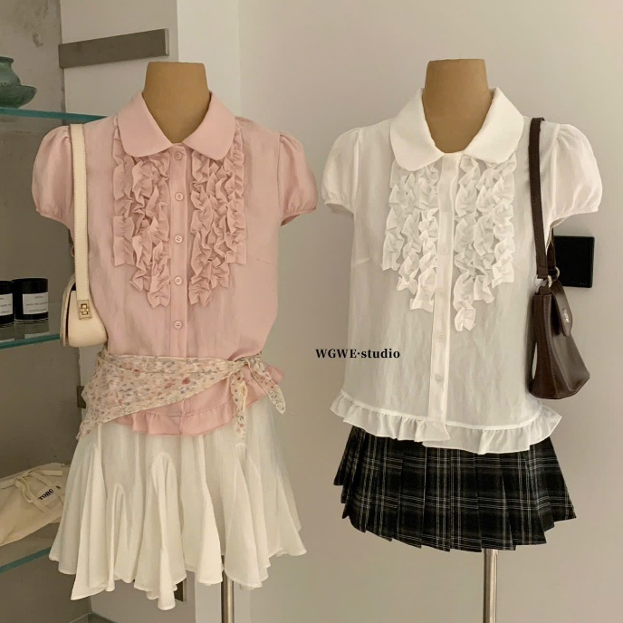 WGWE• 9411 wgwe เสื้อเชิ้ตแขนพัฟ สินค้า QC ไซส์ SM