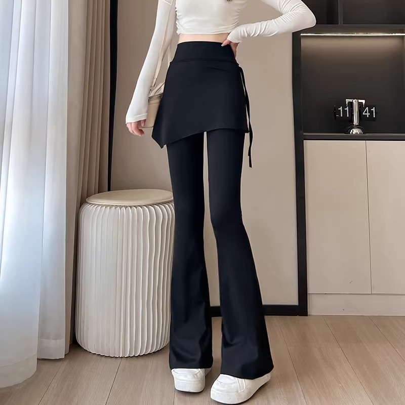 กางเกงขาบานผู้หญิง กางเกงขาบานผู้หญิง Faux 4-Way Stretch Bow Tie Skirt [CODE ; MN227Q2026 ]