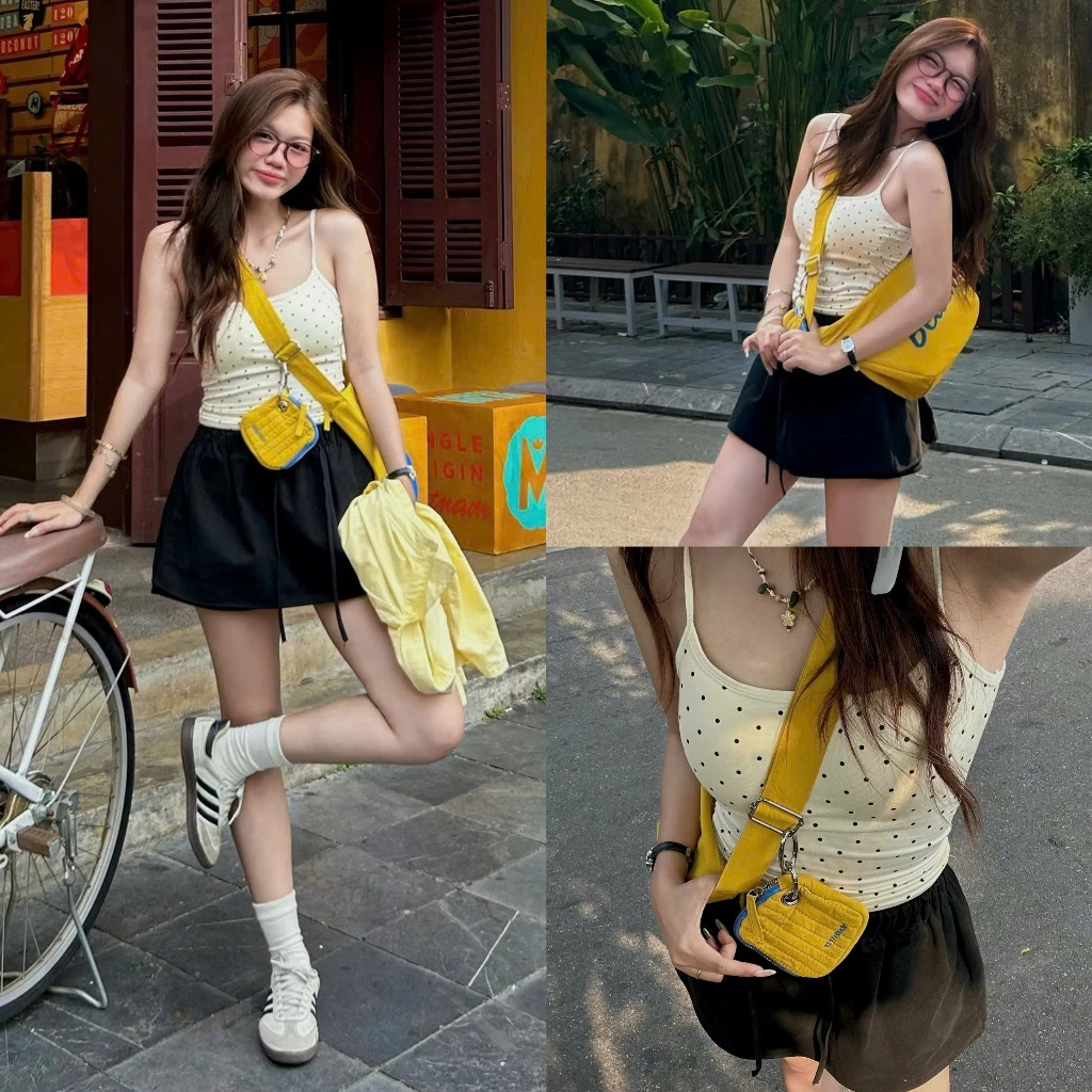 (PADDING READY SHIRT) เสื้อยืด 2 สายลายจุด มีฟองน้ํา QC ในตัว