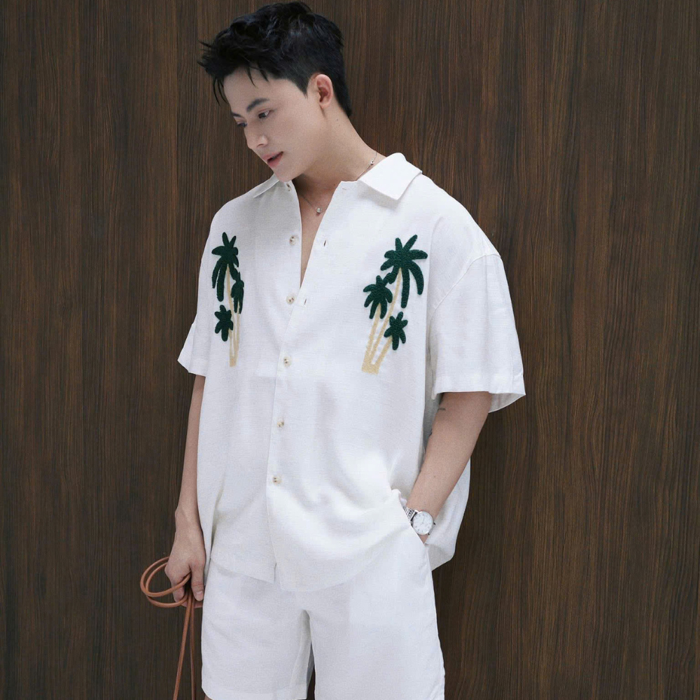 ZURETE เสื้อต้นมะพร้าว Ruched ผ้าฤดูร้อน Beach Ruffled เย็บปักถักร้อย Oversize สําหรับผู้ชายและผู้หญิง Unisex