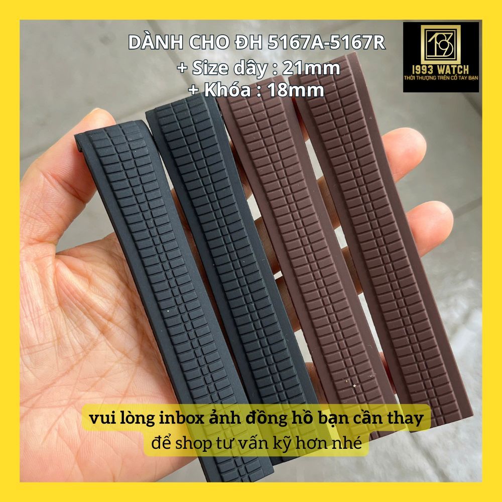 สายยางสํารอง - สายซิลิโคนสําหรับนาฬิกาผู้ชาย 5167A-5167R พร้อมหัวโค้ง ขนาด 21 x 18mm