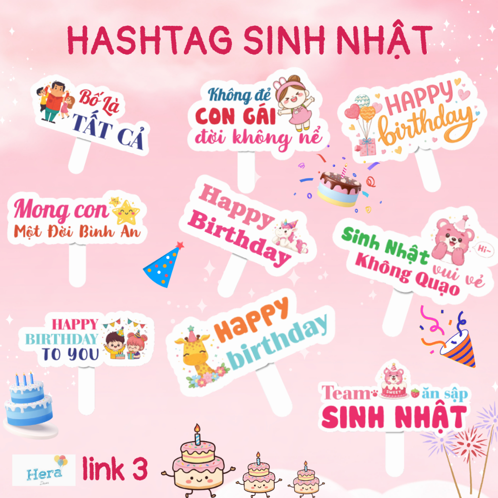 (รหัส NO. 101-150) Cheap Handheld Birthday Hashtag - Birthday Hashtag