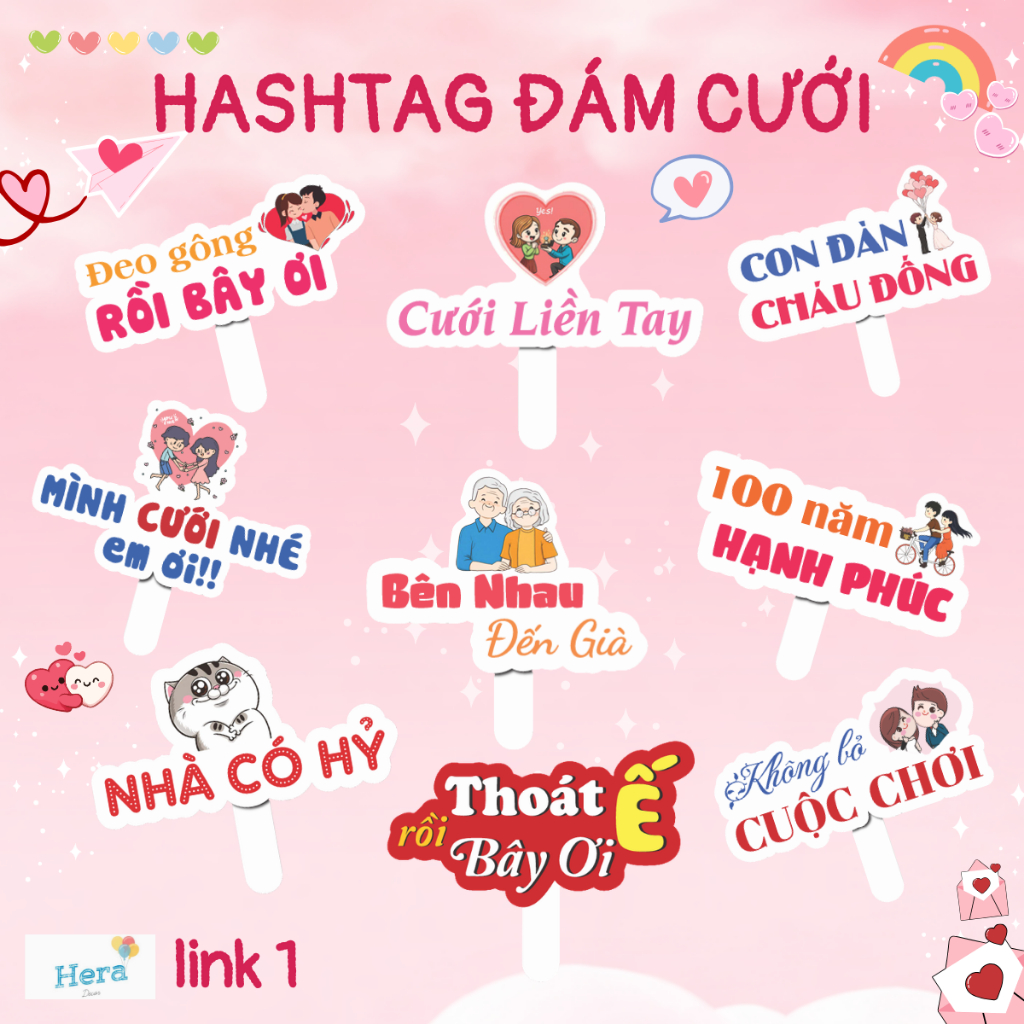 (รหัส NO. 01-50) Cheap Wedding Handheld Hashtag - Wedding Hashtag