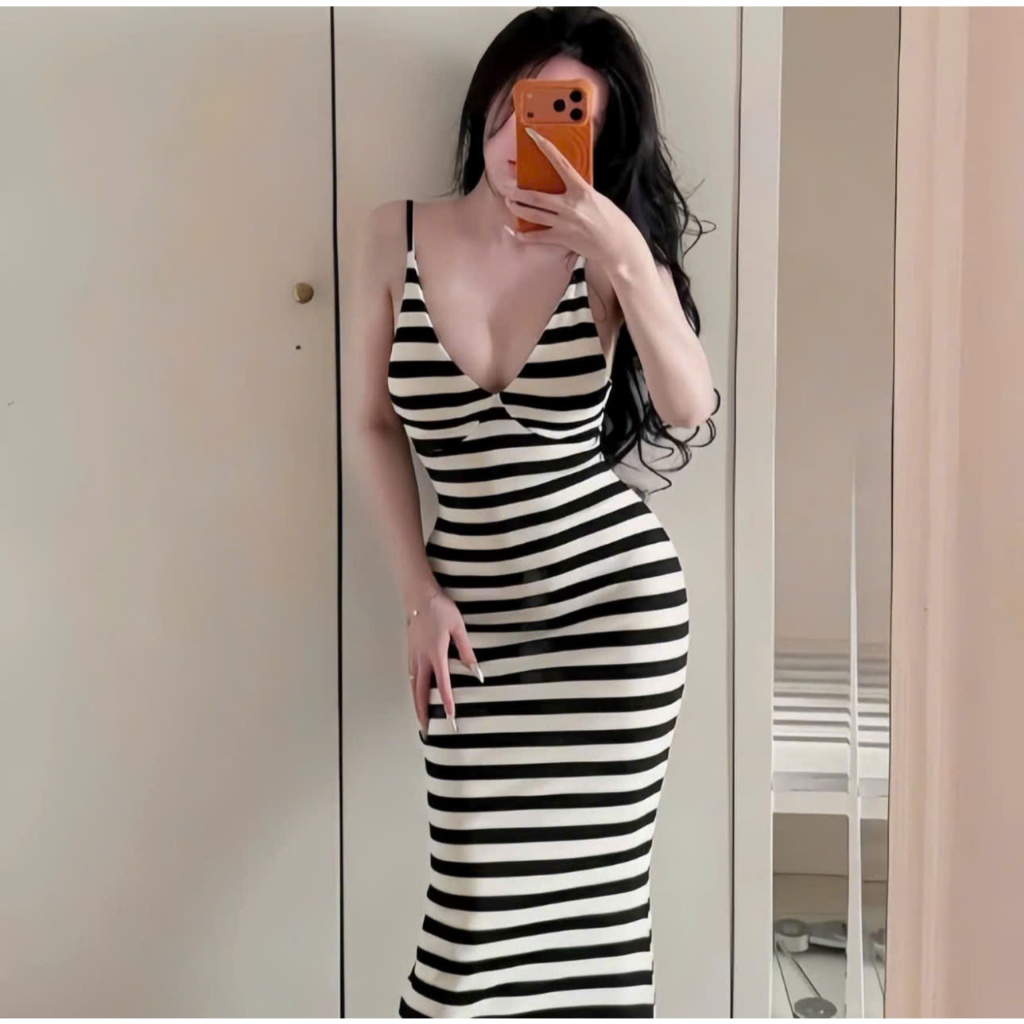 2s Bodycon ชุด V คอยาว Fishtail ลายสก๊อตยืดหยุ่นซิปโฟม L077 สวยเรียบง่ายดีไซน์มีสไตล์