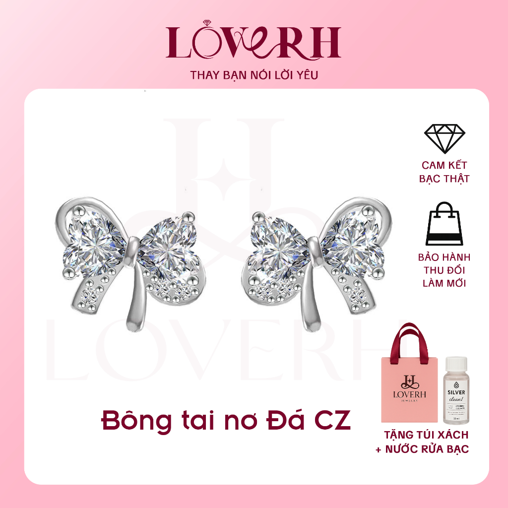 S999 เงินสเตอร์ลิงต่างหูผู้หญิง Elegant และประณีต CZ Stone LOVERH JEWELRY - BT05