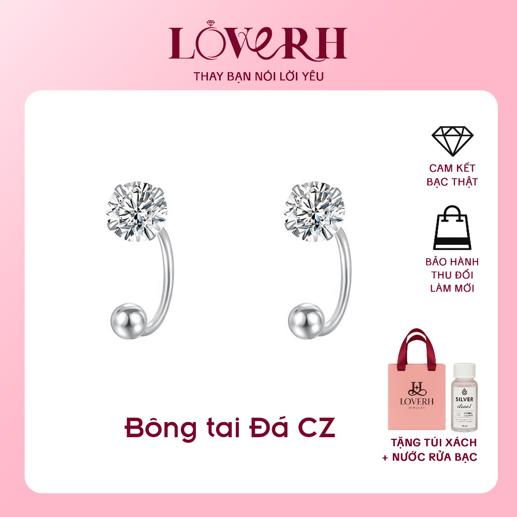 S999 เงินสเตอร์ลิงต่างหูผู้หญิงหิน CZ คุณภาพสูง Elegant ประณีตสกรู Pin LOVERH เครื่องประดับ - BT03