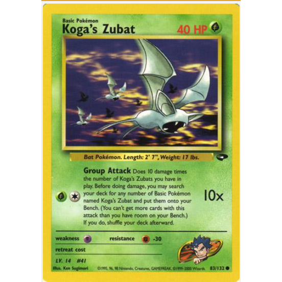 [การ์ดโปเกมอน TCG] Zubat ของ Koga - 83/132 - ทั่วไปไม่จํากัด