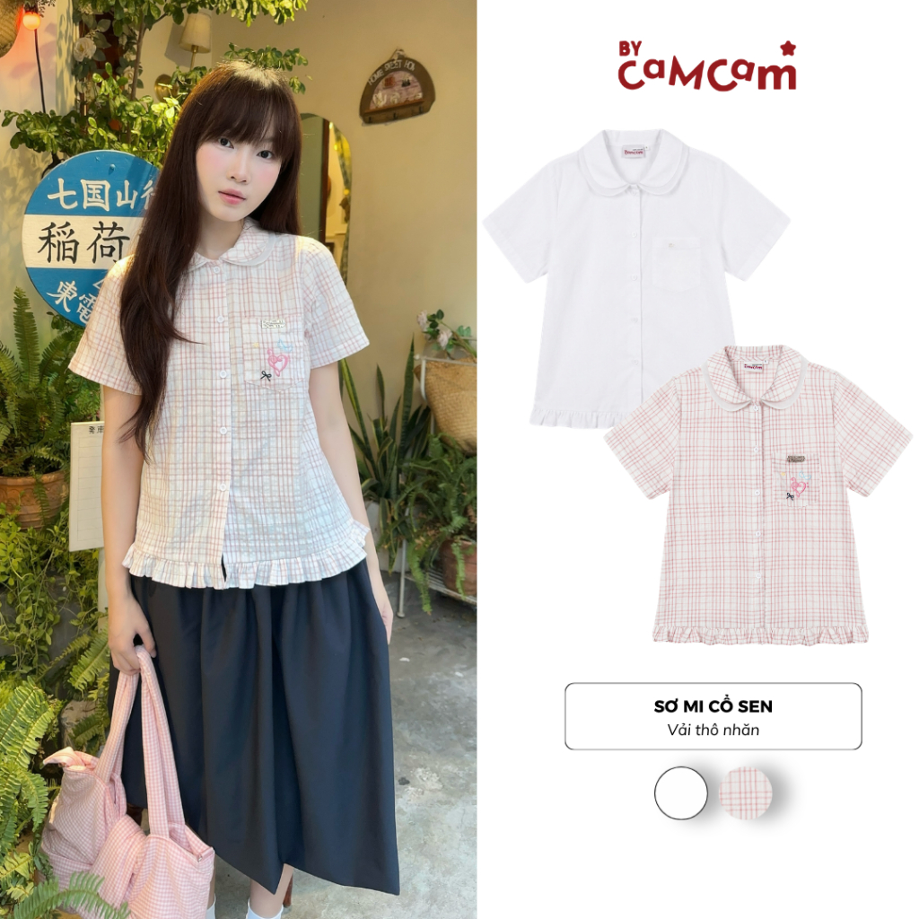 เสื้อเชิ้ตปกบัว 2 ชั้นสําหรับผู้หญิงสไตล์ญี่ปุ่น APN004
