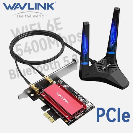 Wavlink AX210 5400Mbps 3-Band PCIe WiFi 6E การ์ดเครือข่ายบลูทูธ 5.3 สําหรับ Win 10/11 Linux PC