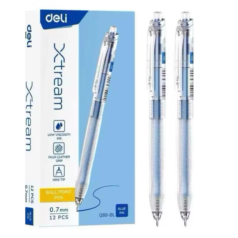 (กล่อง 12 ชิ้น) ปากกาเจล Deli Xtream Q80 - BL Nib 0.7mm Blue Ink