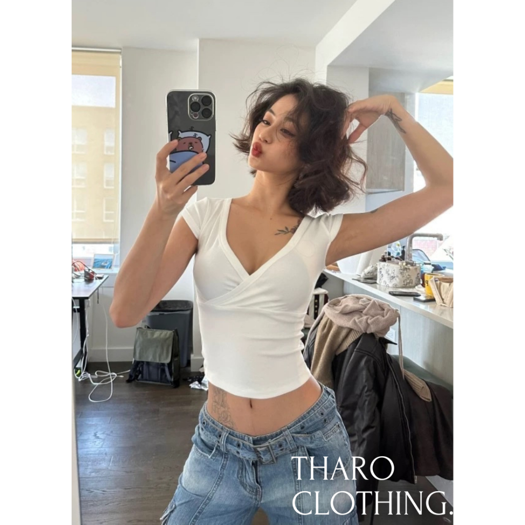 เสื้อยืดคอเต่าแขนสั้น Cross-Breasted - เสื้อผ้า Harro [AO00251]