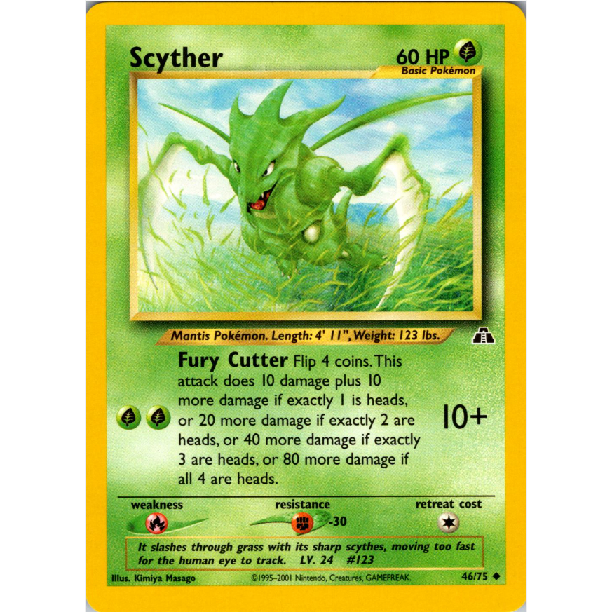 [การ์ดโปเกมอน TCG] Scyther - 46/75 - Uncommon Unlimited