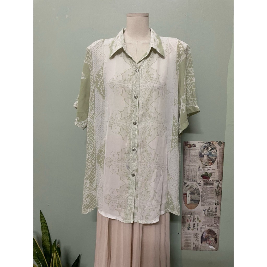 เสื้อเชิ้ตญี่ปุ่น unisex สีเขียว ลาย size Xl ข้อผิดพลาด a84