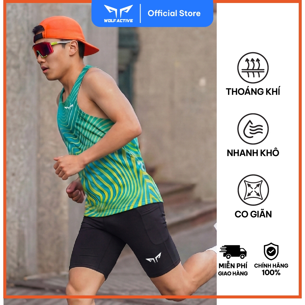 เสื้อกล้ามวิ่งผู้ชาย Wolf Active Fun 2 35 วัสดุคุณภาพสูง แห้งเร็ว แห้งเร็ว