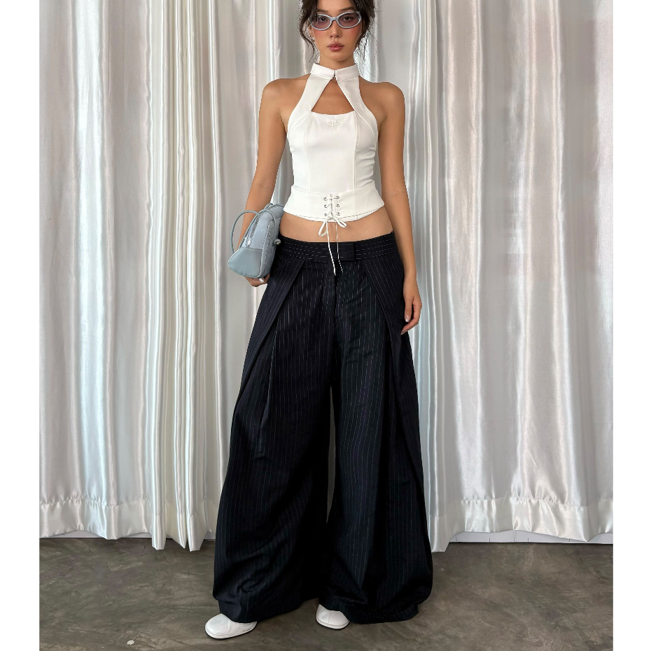 กางเกงขากว้างลายทาง Aiai Official