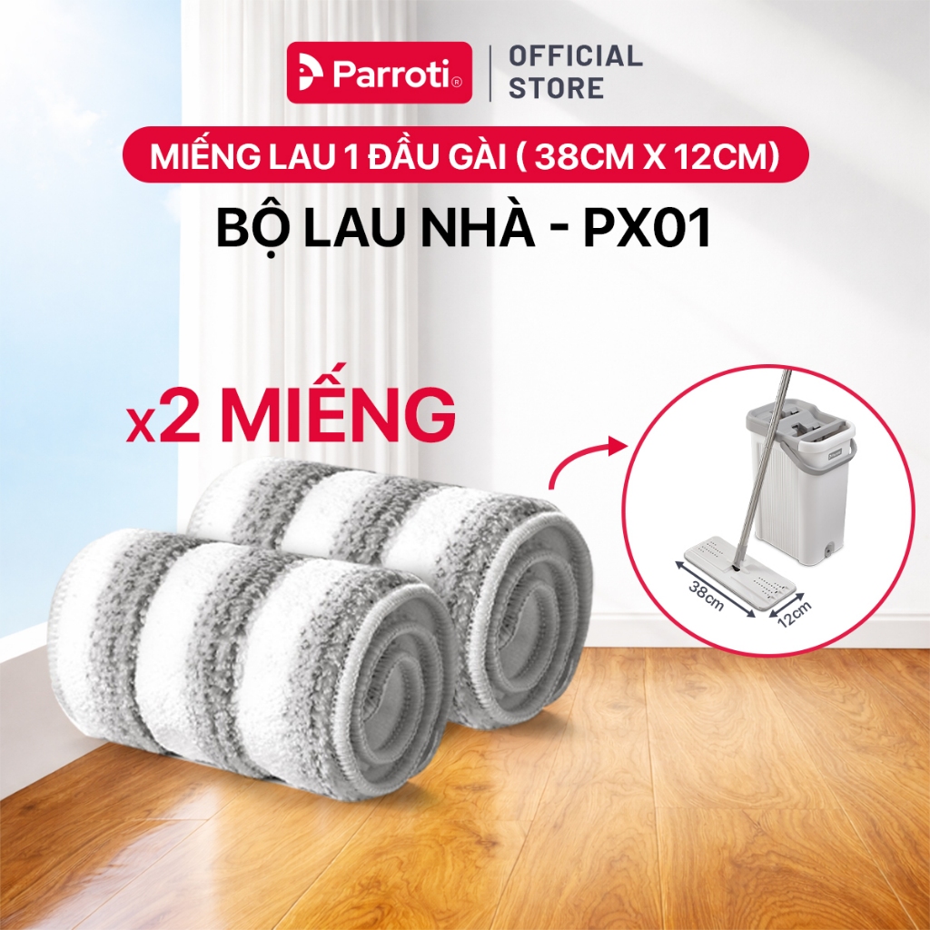 แผ่นรองไม้ถูพื้น 1 ปลาย 38x12cm ใช้สําหรับ Parroti ProMax ชุดไม้ถูพื้นขนาดใหญ่ - PX01