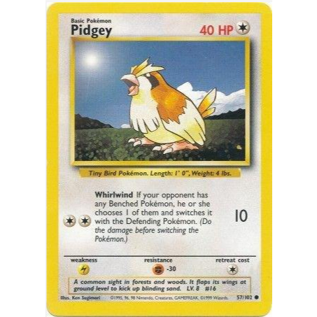 [การ์ดโปเกมอน TCG] Pidgey - 57/102 - ทั่วไปไม่จํากัด