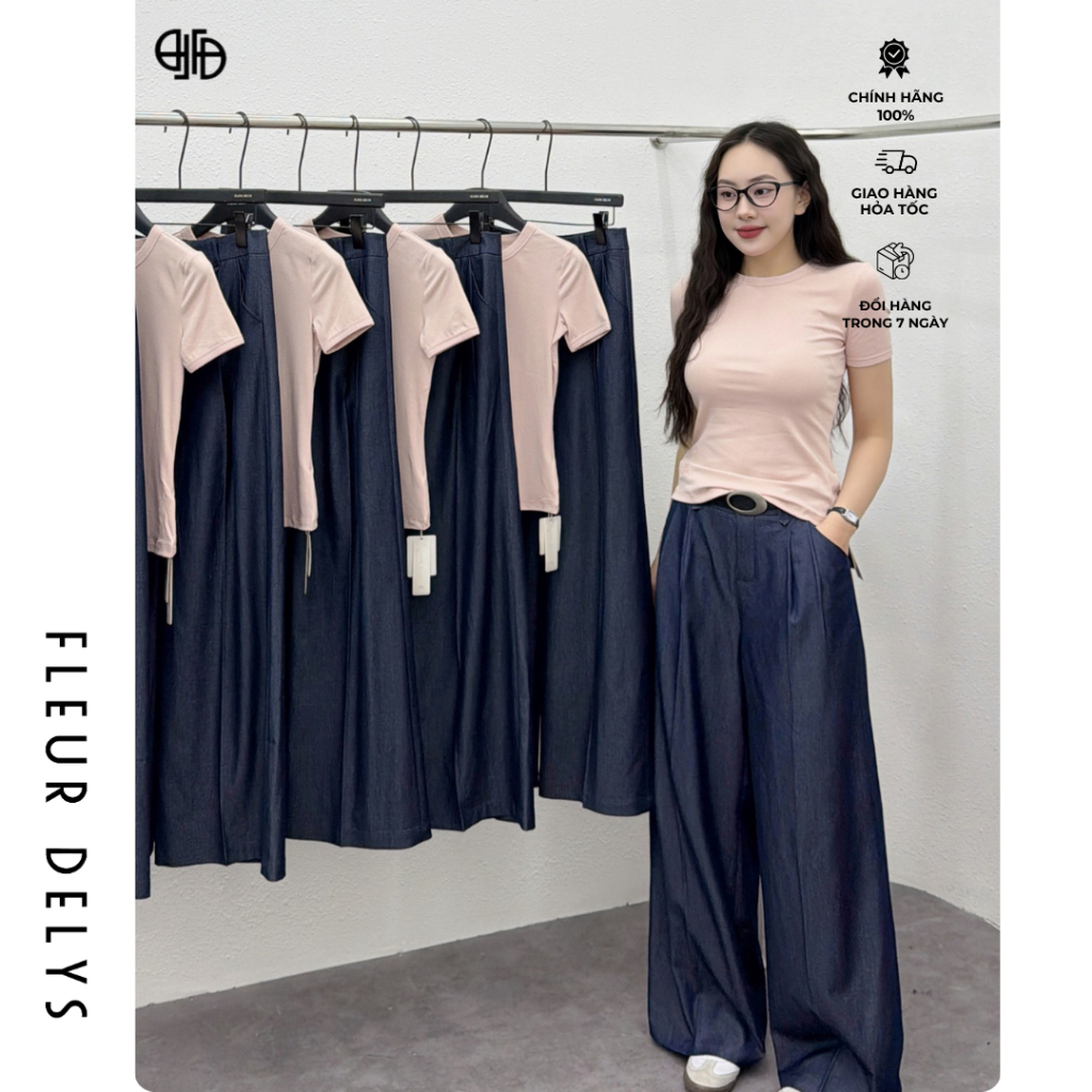 Fleurdelys กางเกงยีนส์ผ้าไหมผู้หญิงสีน้ําเงินหรูหรา Easy-to-Coordinate DL26XQA231