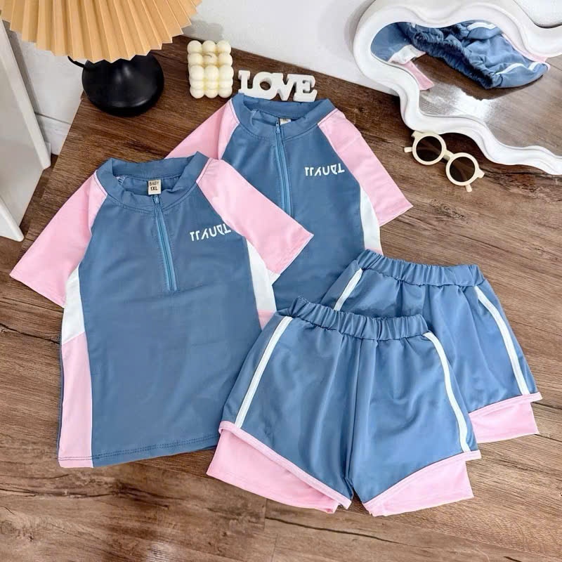 DOUBLE-LAYER PANTS ชุดว่ายน้ํามีซิปสําหรับเด็กผู้หญิง