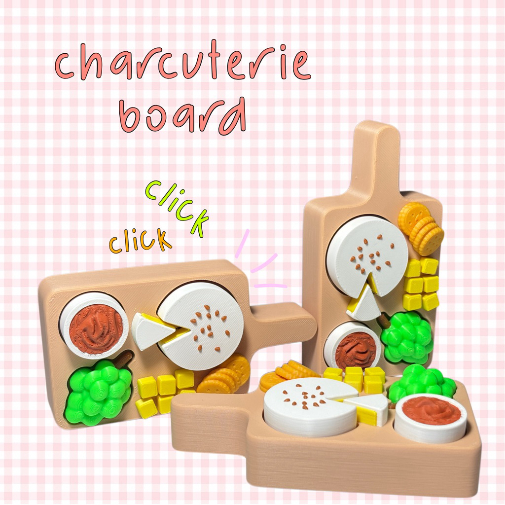MINI FOOD CHOKING BOARD MODEL (CHARCUTERIE BOARD)CLICKER IN3D – SUPER CUTE STRESS RELIEF TOY 🎮🧀