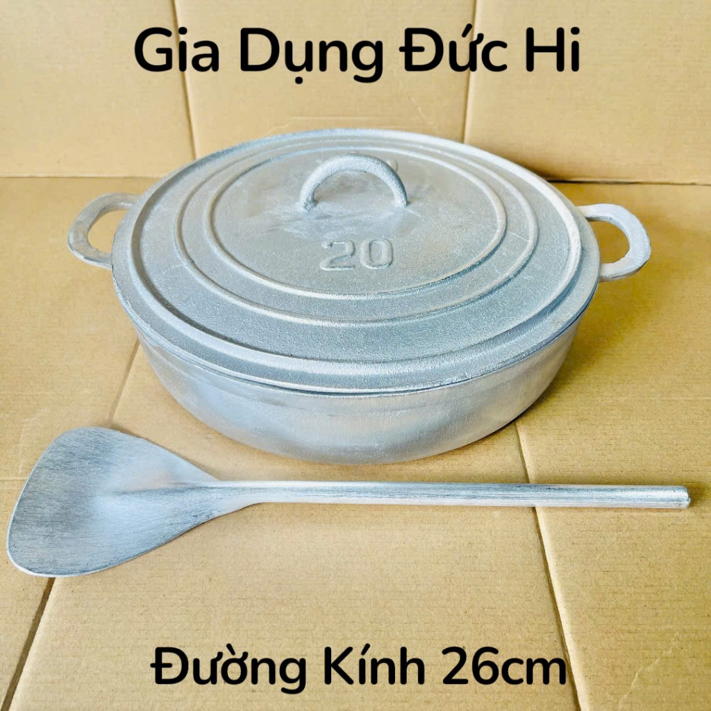 กระทะเหล็กหล่อแข็งพร้อมเส้นผ่านศูนย์กลางด้านล่างเหล็กหล่อแข็ง 26.5 ซม. พร้อมฝาปิดไม่ติดธรรมชาติ - ฟร