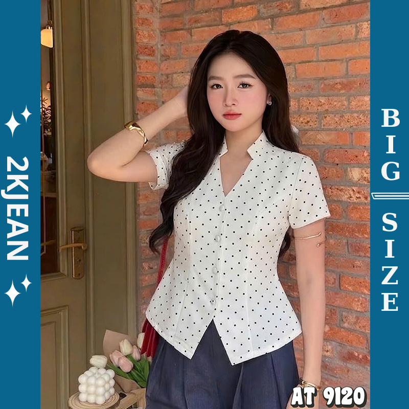 เสื้อ Peplum แขนสั้น 2KJeans Bigsize 55kg-90kg ผ้าฝ้ายเชื่อมเรียบคุณภาพสูง AT9120