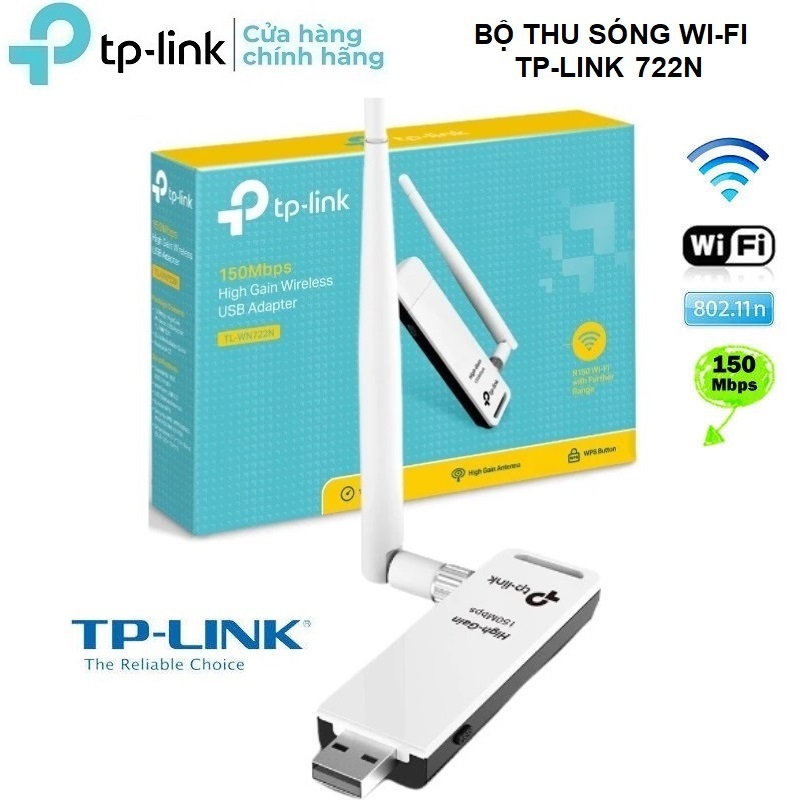 TPLink 722N V4 USB WiFi Receiver (TP=LINK TL-WN722N V4) N Standard 150Mbps Full Box - 24 เดือน
