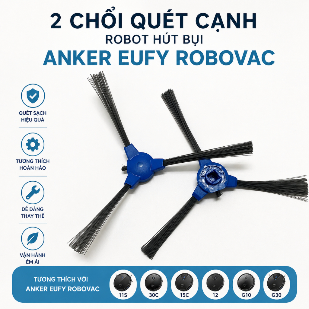 แปรง 2 ขอบสําหรับเครื่องดูดฝุ่นหุ่นยนต์ anker eufy robovac 11S, 11S MAX, 15T, RoboVac 30, 30C MAX, 1